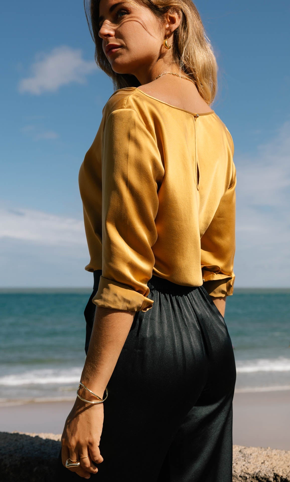 Claudia Silk Cowl Neck Blouse