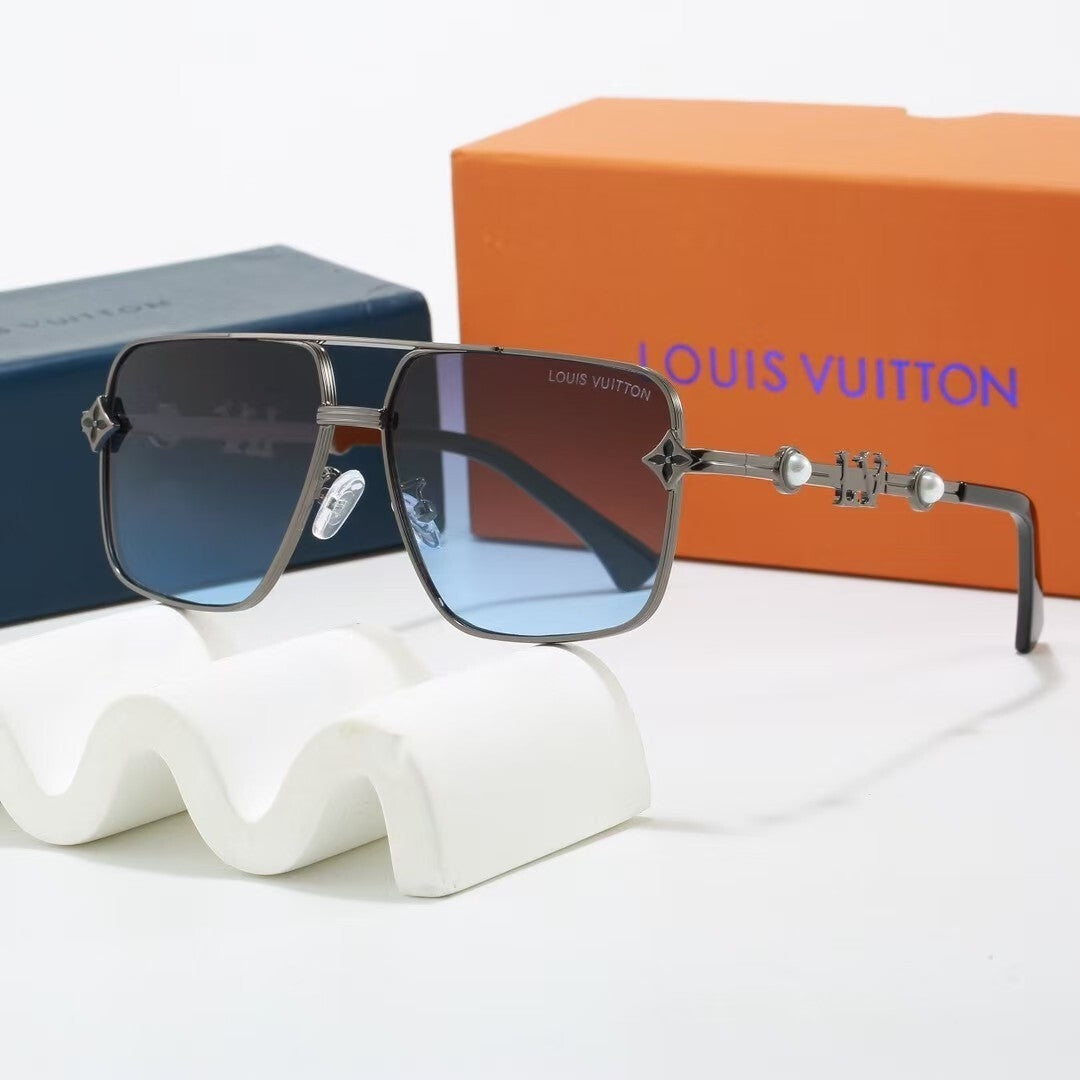 Louis vuitton Metal Double Bridge Square Sunglasses with Pearl & Monogram Details Square