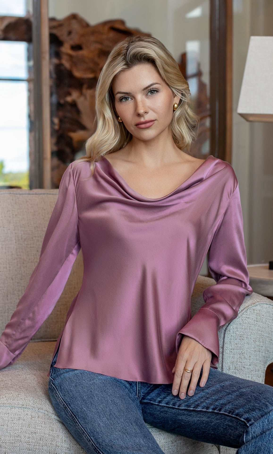 Claudia Silk Cowl Neck Blouse